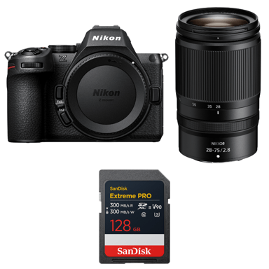 Cámara híbrida Nikon Z5 II + 28-75mm f/2.8 + 1 SanDisk 128GB Extreme PRO UHS-II + Ebook ''20 consejos para fotos que impactan''