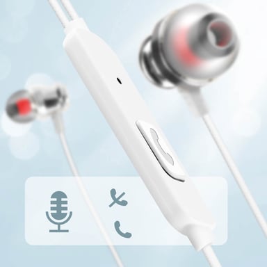 Écouteurs Filaires USB C Intra-auriculaires Microphone et Bouton LinQ Blanc