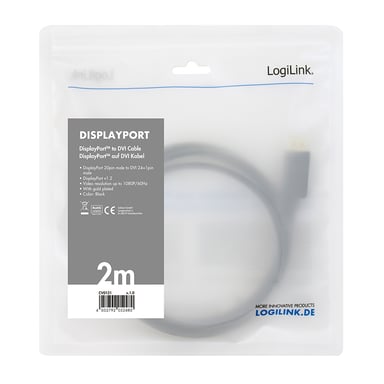 LogiLink CV0130 câble vidéo et adaptateur 1 m DisplayPort DVI Noir
