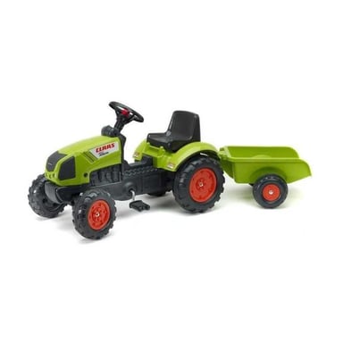 Tracteur à pédales FALK Claas Arion 410 avec remorque détachable, pédalage, klaxon, siège noir, vert CLAAS