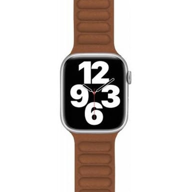 Bracelet Apple Watch 42-44-45-49mm Cuir 155 à 210mm Marron/Orange Bigben - Neuf