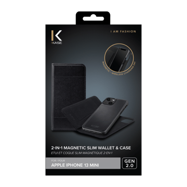 Étui et Coque slim magnétique 2-en-1 GEN 2.0 pour Apple iPhone 13 mini, Noir