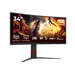 AOC G4 CU34G4Z écran plat de PC 86,4 cm (34'') 3440 x 1440 pixels Wide Quad HD LED Noir, Rouge