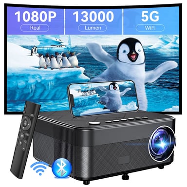 Proyector WiFi de Cine en Casa Surewheel SW10, FHD+ 1080*1920, 600 Lúmenes ANSI, Corrección de Distorsión 4 Puntos, Pantalla 180 Pulgadas para Cine en Casa