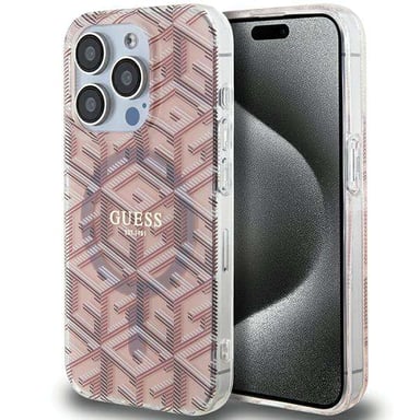 Custodia Guess per iPhone 15 Pro Max 6,7'' rosa Custodia rigida IML GCube MagSafe