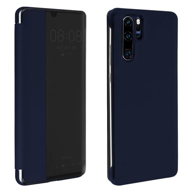 Housse pour Huawei P30 Pro Étui Grande Fenêtre Translucide Coque Rigide Bleu nuit