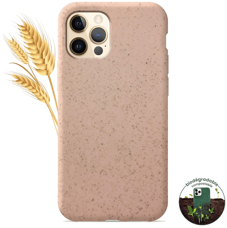 Coque silicone unie compatible Biodégradable Rose Apple iPhone 12 Pro