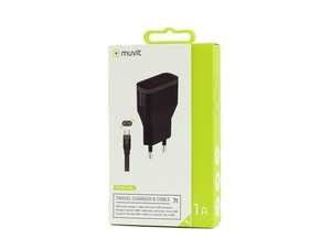 Tab Pack Chargeur Secteur 1Usb +Cable 1A Usb/Micro-Usb 1M Noir