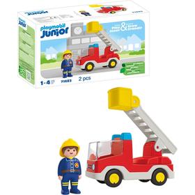 Playmobil Junior : Camion de pompier avec échelle pivotante Playmobil - vue 4