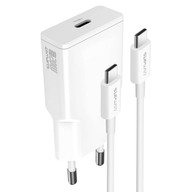 Chargeur Secteur USB-C GaN 20W Format Compact + Câble USB-C 60W Blanc