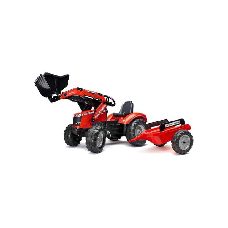Falk Tractopelle à pédales S8740 Massey Ferguson pelle articulée remorque amovible siège réglable