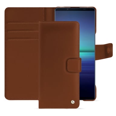 Housse cuir Sony Xperia 1 V -  - Marron - Cuir lisse