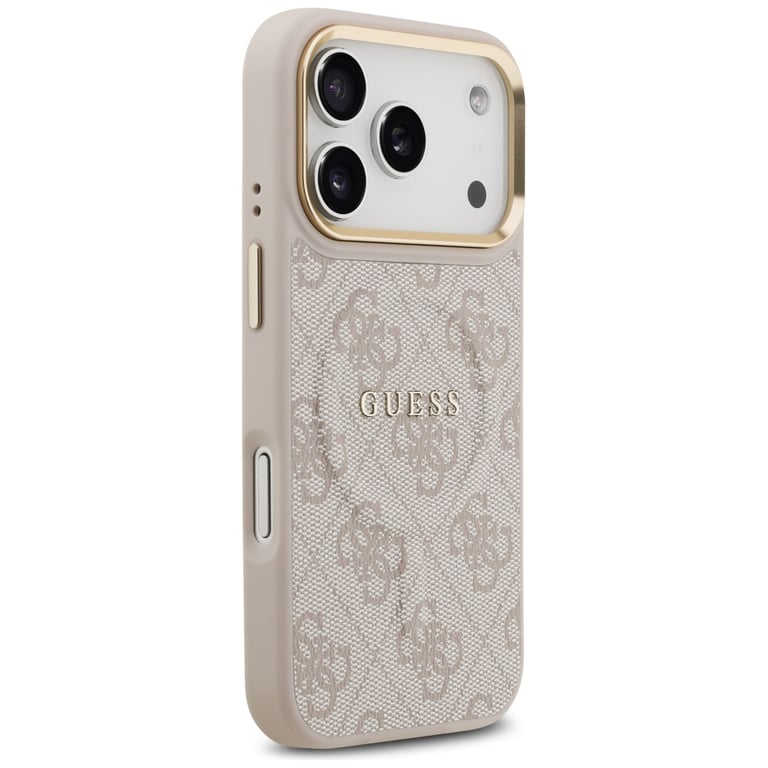 Guess PU Leather 4G Gold Frame Case with MagSafe for iPhone 17 Pro 6.3 GUHMP17LP4MSEGCW - vue 6