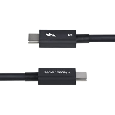 StarTech.com Câble Thunderbolt 5 de 50cm, 80Gbps/Jusqu'à 120Gbps, 240W PD, 8K 60Hz, Câble Thunderbolt Certifié, Compatible avec Thunderbolt 4/USB4/USB-C