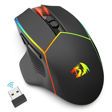 Redragon M814RGB-PRO Ratón Gaming de Triple Modo 2.4G/Cable/Bluetooth 8000DPI Ergonómico con Botones de Disparo Rápido