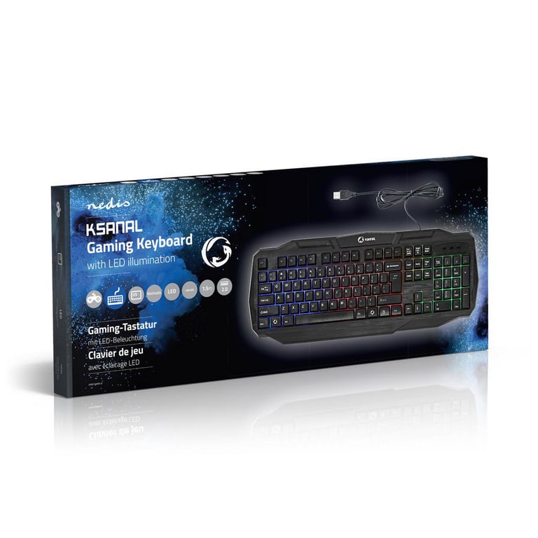 Nedis GKBD100BKUS clavier Gaming USB QWERTY US International Noir - Neuf