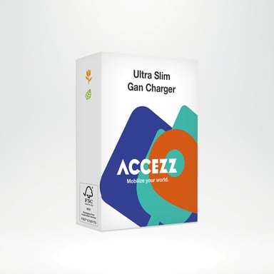 Accezz Chargeur GaN Ultra Slim - 2x USB-C - 65 W - Blanc