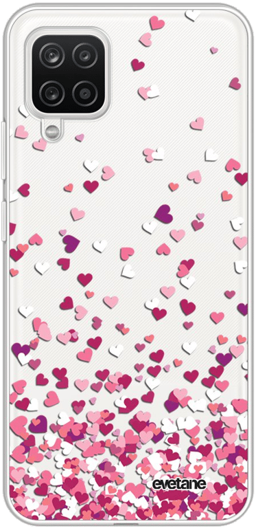 Evetane Coque Samsung Galaxy A12 360 intégrale transparente Motif Confettis De Coeur Tendance