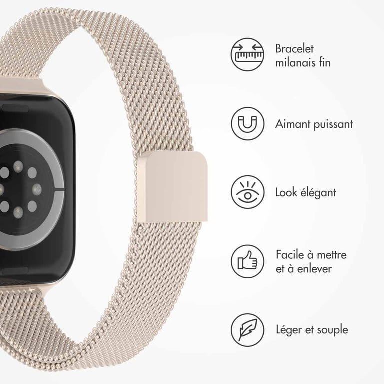 imoshion Bracelet slim Milanese pour Apple Watch | 38/40/41/42 mm - Starlight - Neuf