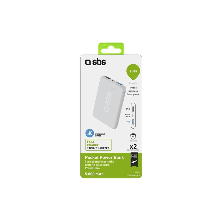 SBS TEBB5000POCW banque d'alimentation électrique Lithium Polymère LiPo 5000 mAh Neuf - vue 2