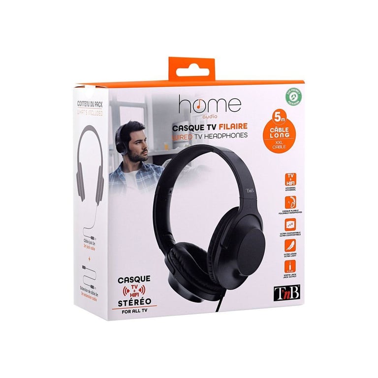 Casque TV Filaire TnB Modèle Jack 35mm Sensibilité 124 dB Câble 2m + Rallonge 3m - vue 3