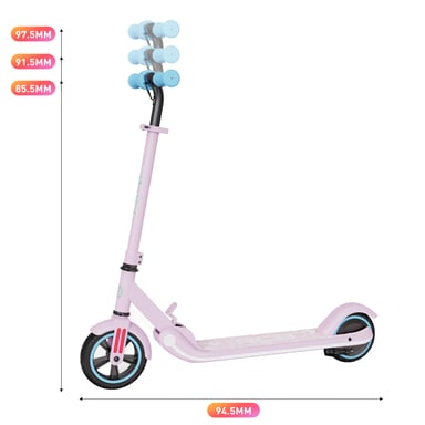 RCB Trottinette Electrique pliable Enfants 6-12 Ans, Écran LED, Lumières néons colorés, Vitesse et Hauteur Réglables, Seulement 6.65 KG, Rose