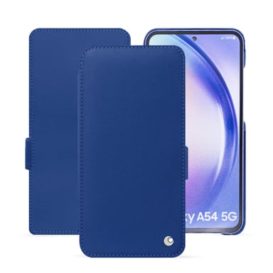 Housse cuir Samsung Galaxy A54 -  - Bleu - Cuir lisse