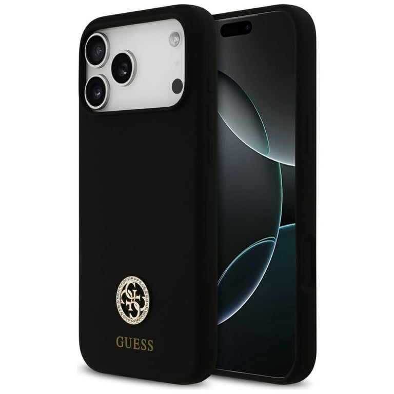 Guess Coque Silicone Logo Strass 4G MagSafe pour iPhone 17 Pro Max