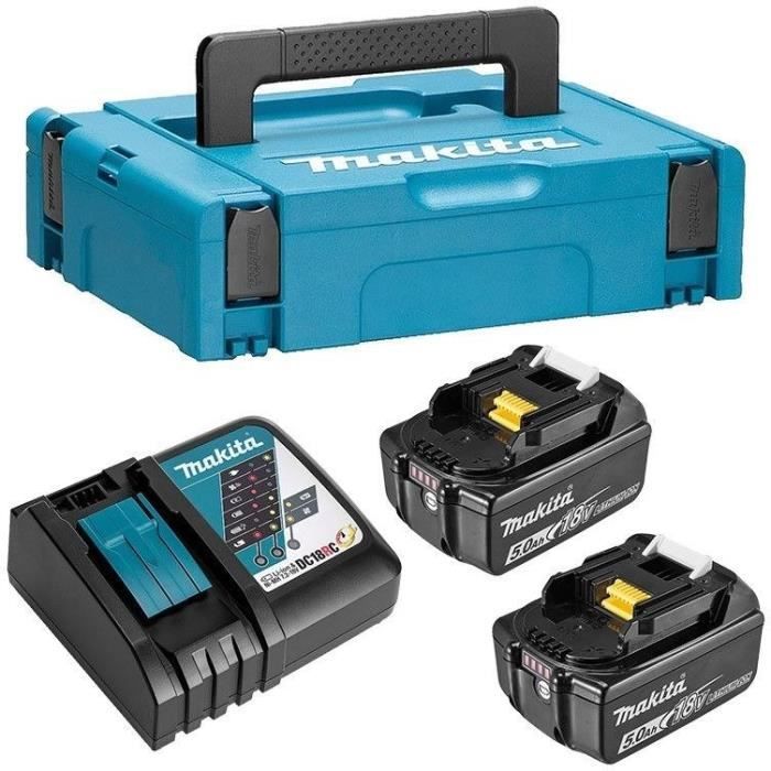 Pack Énergie Makita 197624-2 – 2 Batteries 18 V 5 Ah, Chargeur Rapide, Coffret Makpac - vue 4