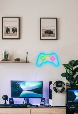 Candyshock LED Décorative Joystick – Néon LED sur Plexi, USB-A, Fixation Murale Incluse -Bleu