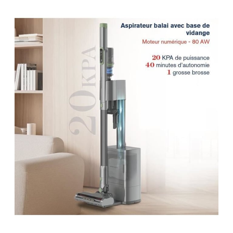 Aspirateur Balai avec base de vidange ARTHUR MARTIN AMAB148 – – 40 min d’autonomie – 80 AW - vue 3