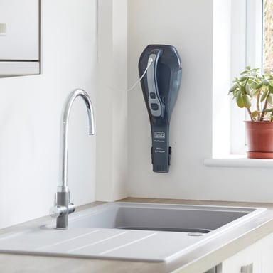 Black & Decker DVA315JF aspiradora de pie y escoba eléctrica Aspiradora escoba 2 en 1 Batería Secar Filtro higiénico Sin bolsa Azul, Gris 1,5 Ah