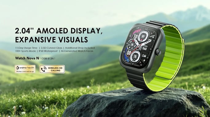 Montre Connectée oraimo Watch Nova N : Écran AMOLED 2,04?, Autonomie 11 Jours et Appels HD Sans Fil