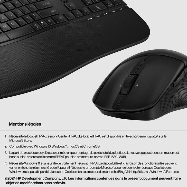 Ensemble Clavier et Souris HP 685 Comfort – Hybride, Confort Optimal - vue 3