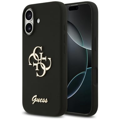 Custodia in silicone Guess Big 4G Script per iPhone 17 czarny
