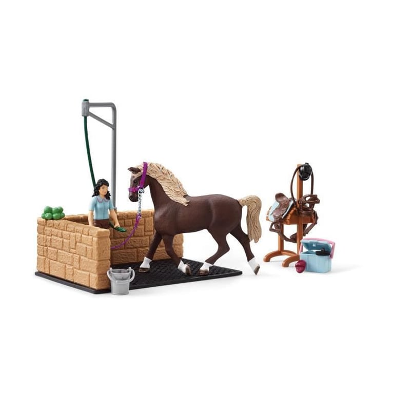 Box de lavage pour chevaux Emily et Luna coffret schleich avec 19 éléments inclus dont 1 cheval schleich coffret figurines écurie - vue 2