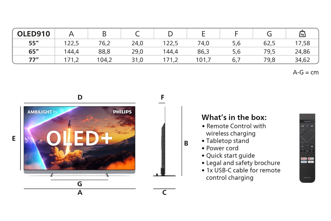 TV OLED+ Ambilight Philips 65OLED910 164 cm 4K UHD 2025 métal - vue 7