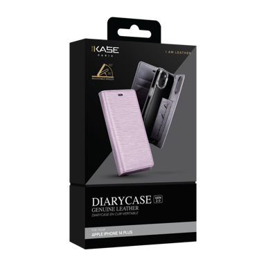 Diarycase 2.0 Custodia a conchiglia in vera pelle con supporto magnetico per Apple iPhone 14 Plus, Mauve Lilac