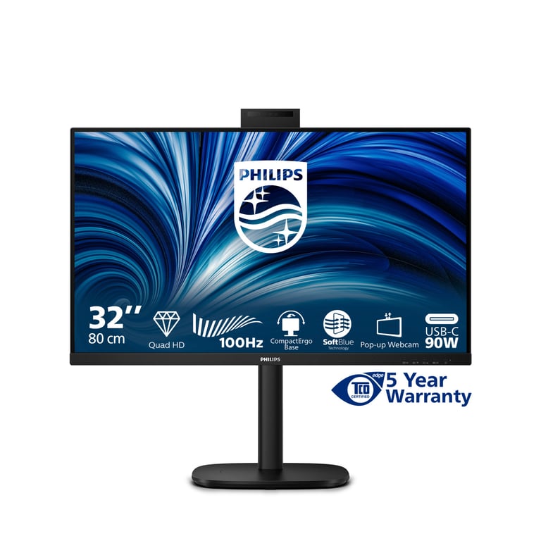 Philips 32B2U3601H 3000 Series écran LED 32 31.5 visualisable 2560 x 1440 QHD @ 100 Hz IPS 1000:1 HDMI DisplayPort USB C haut parleurs - vue 2