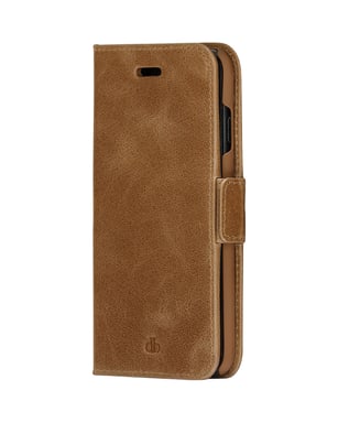 DBRAMANTE1928 Funda con cierre para iPhone 14 Pro en piel de Copenhague con tarjetero Marrón claro