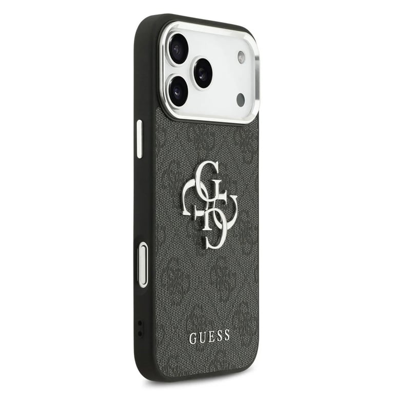 Guess Coque 4G Metal Logo Backcover pour Apple iPhone 17 Pro - Silver Edge Noir - vue 3