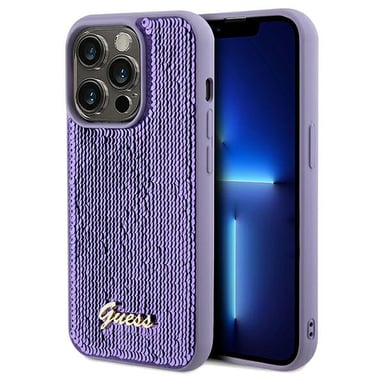 Étui Guess Sequin Script Metal pour iPhone 14 Pro Max violet