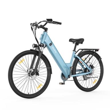 Bicicletta elettrica Velopro C1 con batteria da 36V 13Ah e cambio Shimano a 7 velocità - blu