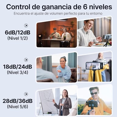 Micrófono inalámbrico Boyalink V2 24 bits, alcance 300 m, autonomía 30 h, USB-C y TRS 3,5 mm, 2 transmisores incluidos