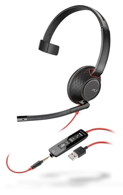 POLY Blackwire 5210 Casque Avec fil Arceau Bureau/Centre d'appels USB Type-A Noir