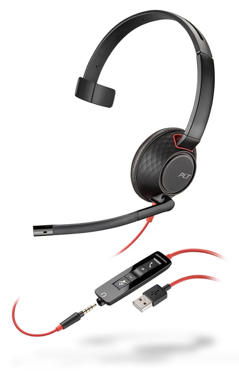 POLY Blackwire 5210 Casque Avec fil Arceau Bureau/Centre d'appels USB Type-A Noir - Neuf