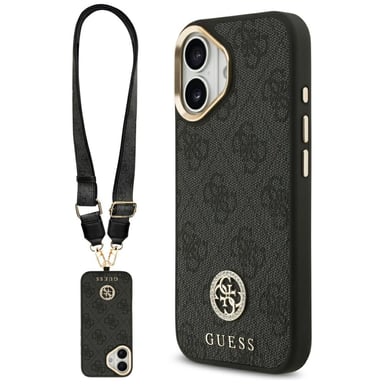 Étui Guess 4G Strass Logo & Big Strap Metal Buttons MagSafe pour iPhone 17 noir