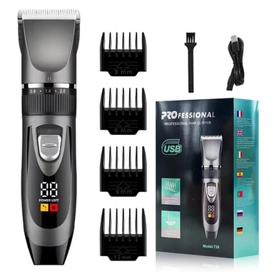 Tondeuse à Cheveux Électrique Numérique Professionnelle - Kit Complet pour Hommes