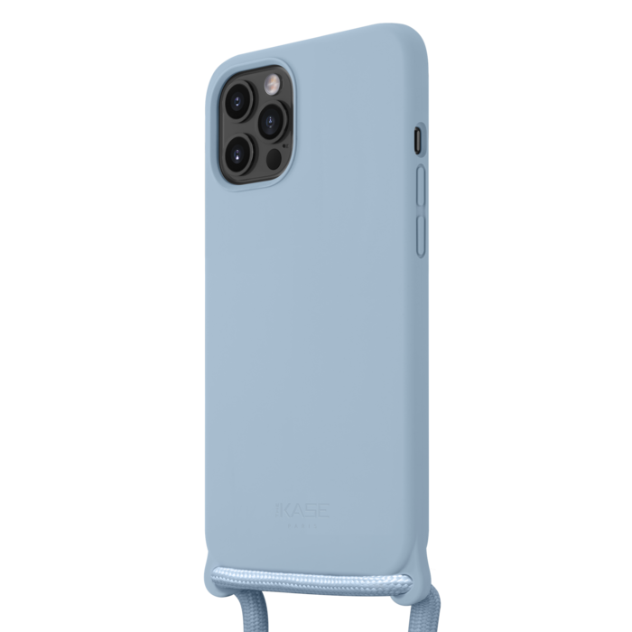 Funda bandolera de gel de silicona suave para Apple iPhone 12 Pro Max, azul lila