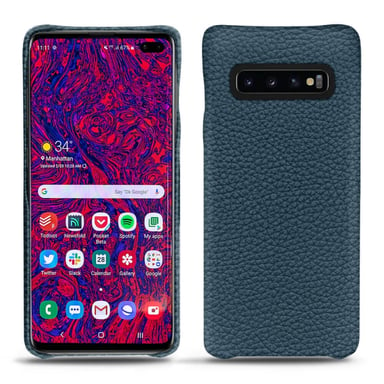 Coque cuir Samsung Galaxy S10 5G - Coque arrière - Bleu - Cuir grainé